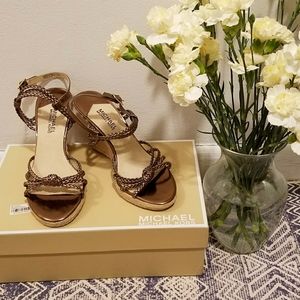 MICHAEL MICHAEL KORS Bronze Palm Beach Wedges